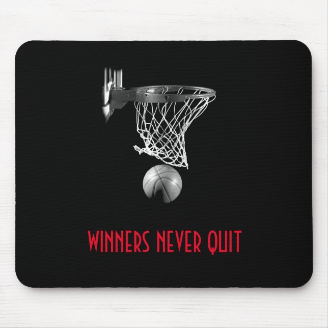 Gewinner verlassen nie Basketball Mousepad (Vorne)