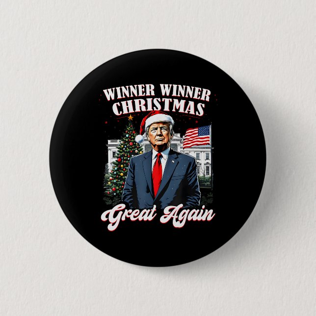 Gewinner Weihnachten Großen Spaß Trump 2024 Button (Vorderseite)