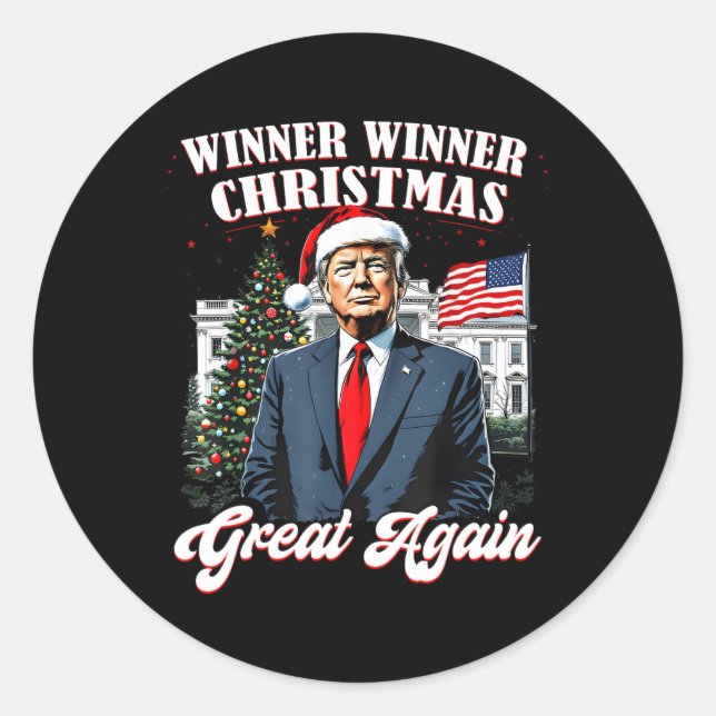 Gewinner Weihnachten Großen Spaß Trump 2024 Runder Aufkleber (Vorderseite)