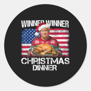 Gewinner Weihnachtsessen Abendessen Santa Funny Tr Runder Aufkleber