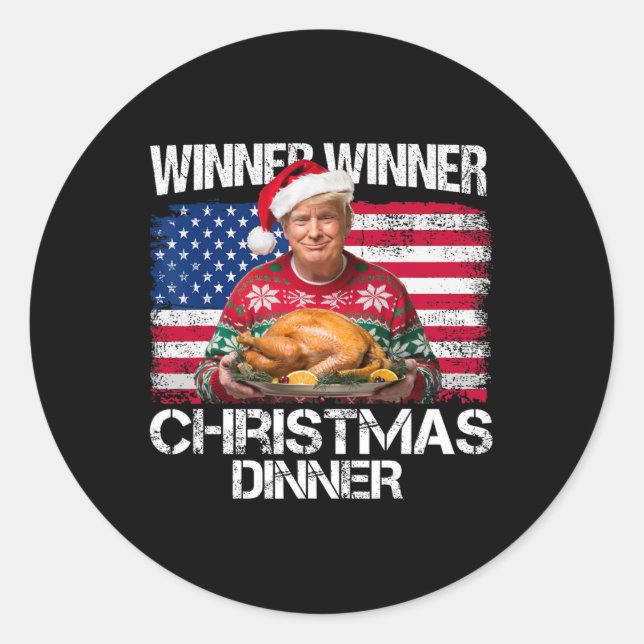 Gewinner Weihnachtsessen Abendessen Santa Funny Tr Runder Aufkleber (Vorderseite)
