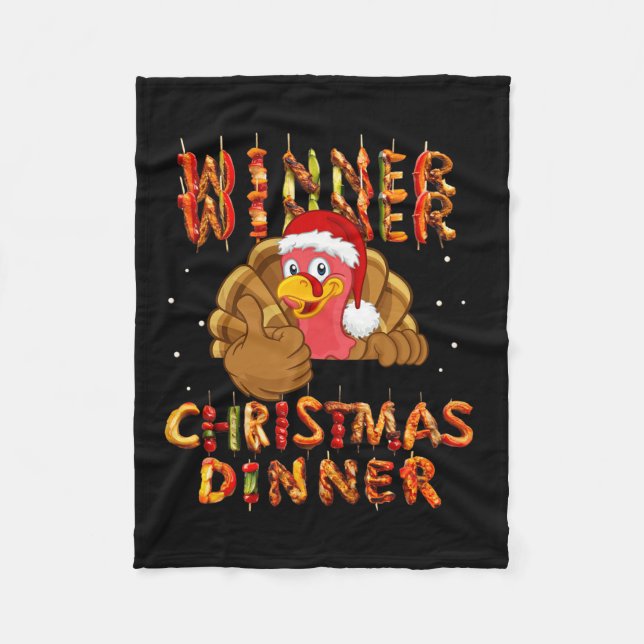 Gewinner Weihnachtsessen Abendessen Weihnachtsmann Fleecedecke (Vorderseite)
