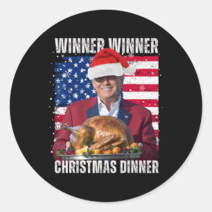 Gewinner Weihnachtsessen Spaß Funny Trump X Runder Aufkleber