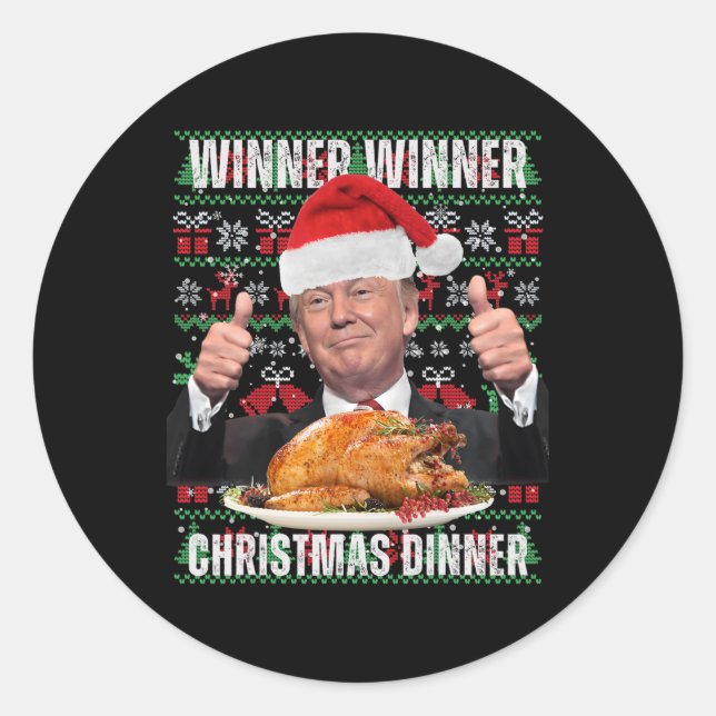 Gewinner Weihnachtsessen Spaß Funny Trump X Runder Aufkleber (Vorderseite)