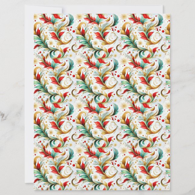 Gewirbeltes Weihnachts-Blumenbastelpapier (Vorderseite)