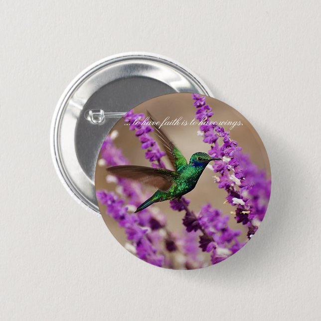 Gewitter des Glaubens fesselnde Violetohren Hummin Button (Vorne & Hinten)