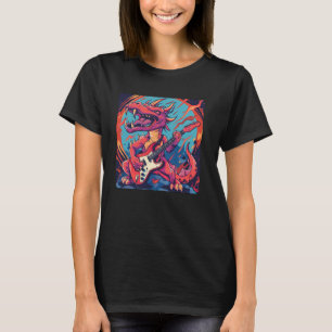 Gewitter Drache mit Flammen und E-Gitarre für R T-Shirt