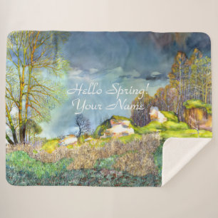 Gewitter-Frühjahrsmalerei Sherpa Blanket Sherpadecke