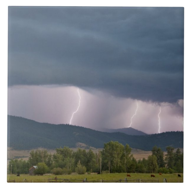 Gewitter produzierte Blitz im Jocko Fliese (Vorderseite)