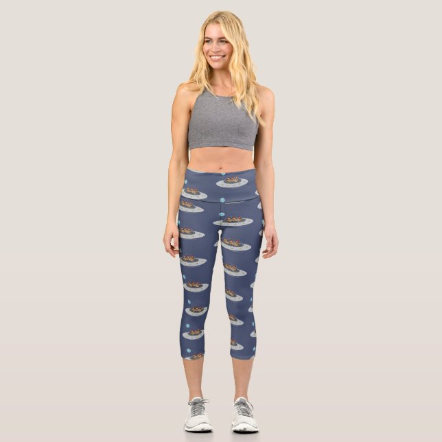 Gewitterhühner im Weltraum - Cartoon Capri Leggings (Vorderseite)