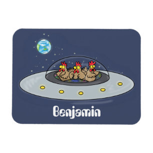 Gewitterhühner im Weltraum - Cartoon Magnet