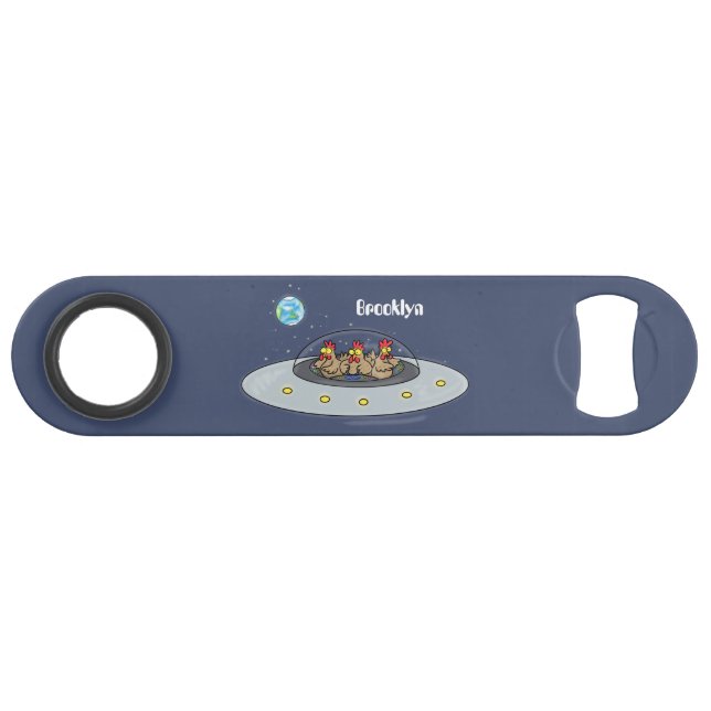 Gewitterhühner im Weltraum - Cartoon Speed Flaschenöffner (Vorderseite (Horizontal))