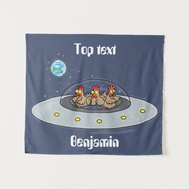 Gewitterhühner im Weltraum - Cartoon Wandteppich (Vorderseite (Horizontal))