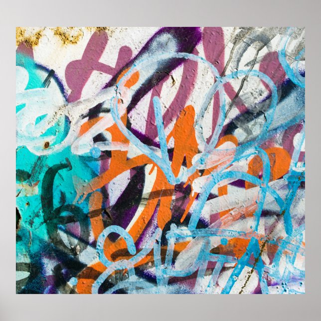 gewitterte Betonmauer, grune Textur. Poster (Vorne)