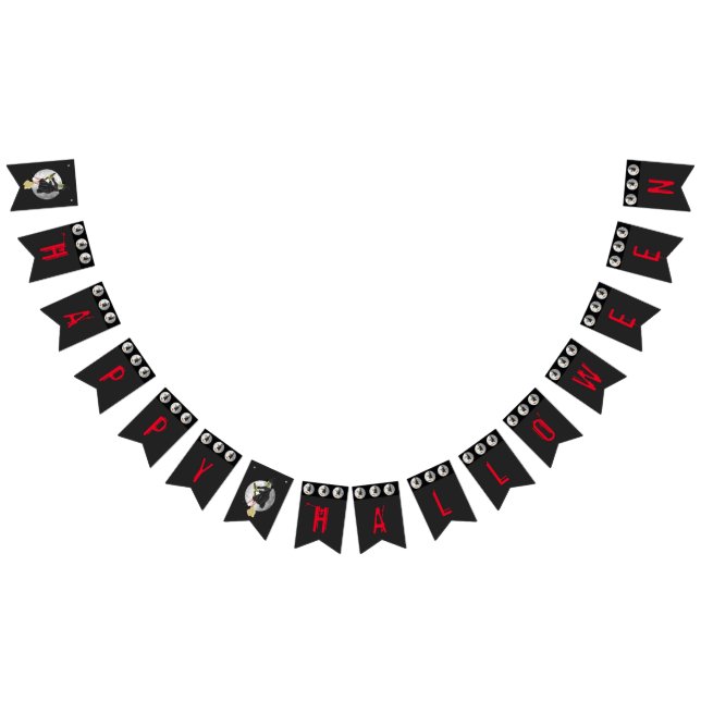 Gewitterte Hexe, die auf Vollmond fliegt Wimpelkette (Alle)