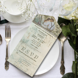 Gewitterte Textur mit floralen Hinten Paar Foto All In One Einladung