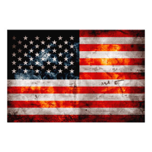 Gewitterte Vintage amerikanische Flagge Fotodruck