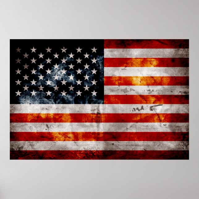 Gewitterte Vintage amerikanische Flagge Poster (Vorne)