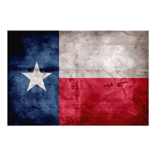 Gewitterte Vintage Flagge des Staates Texas Fotodruck