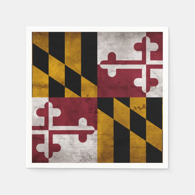 Gewitterte Vintage Maryland-Staatsflagge Serviette (Vorderseite)