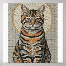 Gewitterter Tabby Cat Mosaic Poster