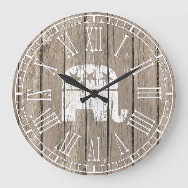 Gewittertes republikanisches GOP-Symbol Große Wanduhr (Vorderseite)