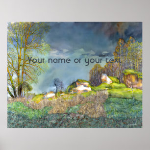 Gewitterungsbild Wasserfarbe Poster