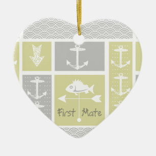 Gewitterungswelle für nautisches Gelb und graue An Keramikornament