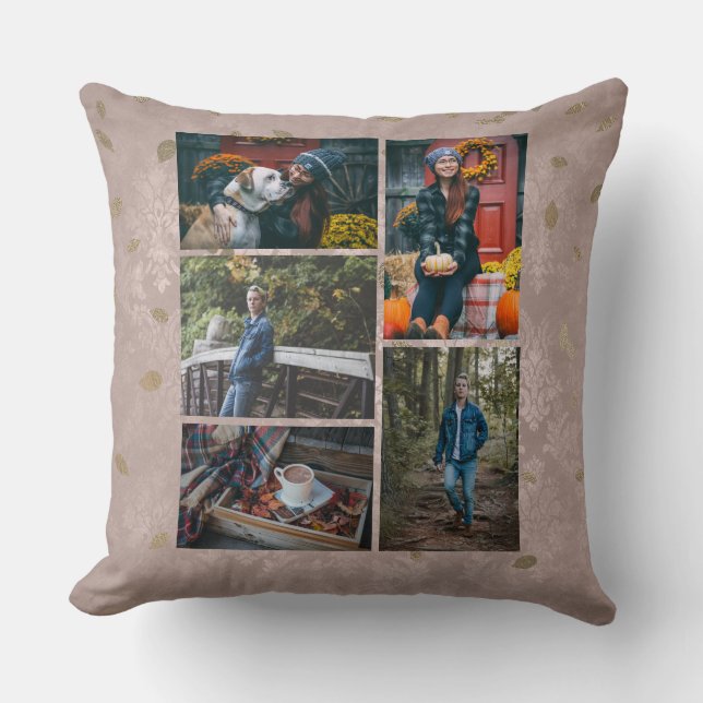 Gewohnheit/fünf Foto-Collagen-bezauberndes Kissen (Vorderseite)