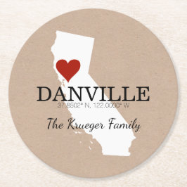 Gewohnheit GPS koordiniert Runder Pappuntersetzer