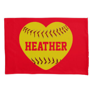 Gewohnheit I LIEBEsoftball-HERZ Kissenbezug