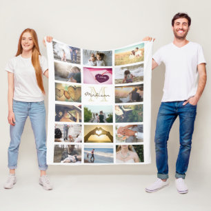 Gewohnheit monogramed Foto-Collage Fleecedecke