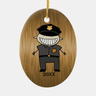Gewohnheits-datierter Polizei-Offizier-Cartoon Keramik Ornament