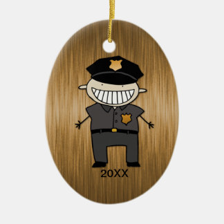 Gewohnheits-datierter Polizei-Offizier-Cartoon Keramik Ornament