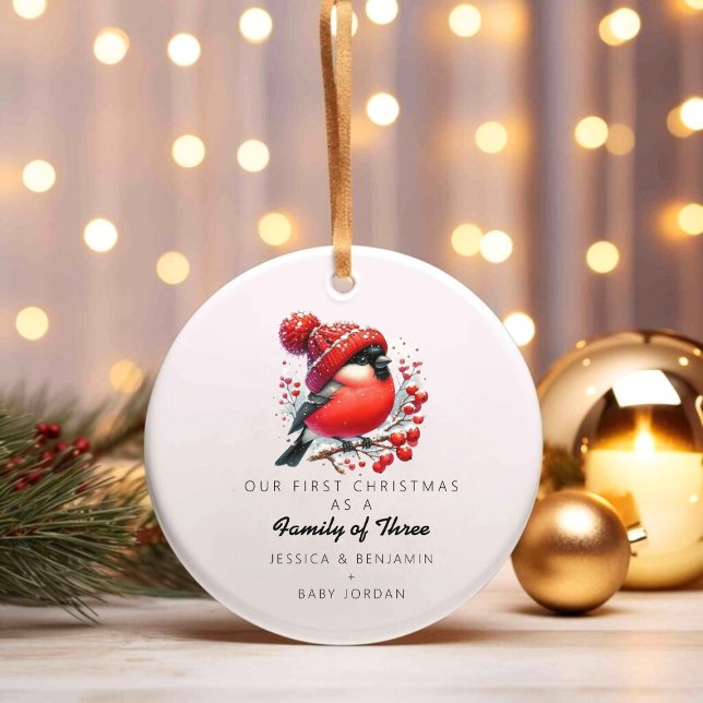 Gewohnheitsfamilie von drei Weihnachten Keramik Ornament (Custom Family Of Three Christmas Ceramic Ornament)