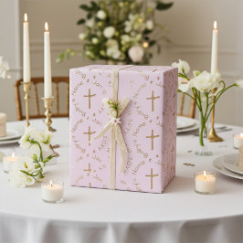 Gewohnheitsmäßiges Goldenes Kreuz auf mysteriöser Geschenkpapier