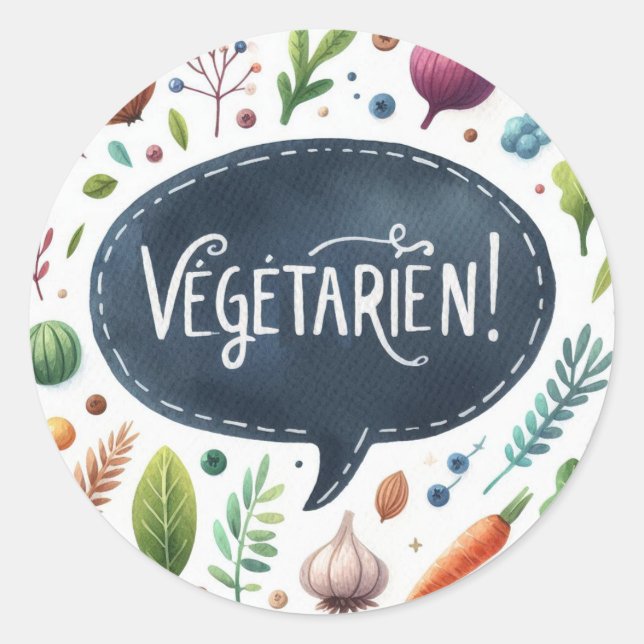 Gewöhnliche runde Aufkleber (Vegetarier) (Vorderseite)