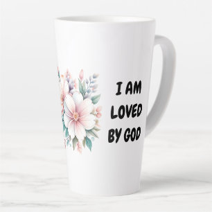 Gewohnt bin ich von Gott geliebt Floral Latte Tass Milchtasse