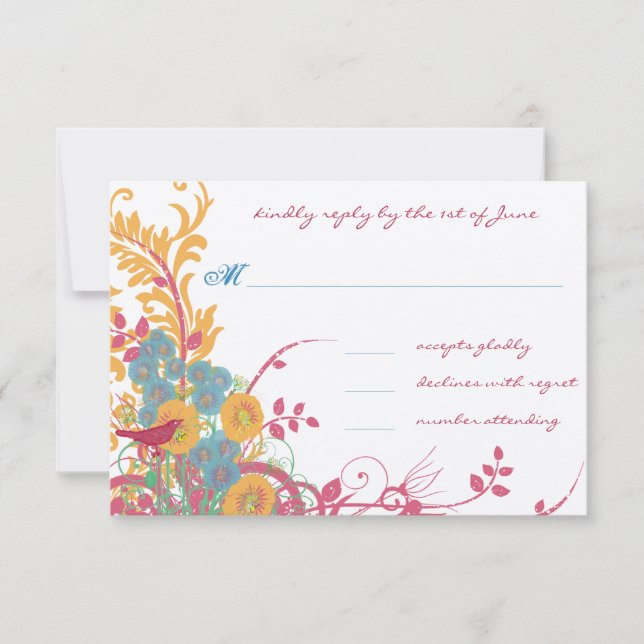 Gewohnte Hochzeiten RSVP Karte (Vorderseite)