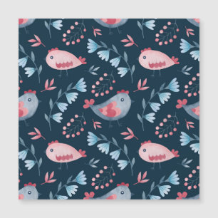 Gewohnte Hühner: Aquarellfarbenes, nahtloses Muste Magnetkarte