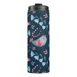 Gewohnte Hühner: Aquarellfarbenes, nahtloses Muste Thermosbecher