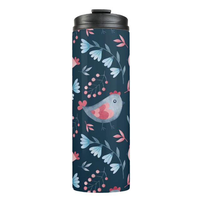 Gewohnte Hühner: Aquarellfarbenes, nahtloses Muste Thermosbecher (Vorderseite)