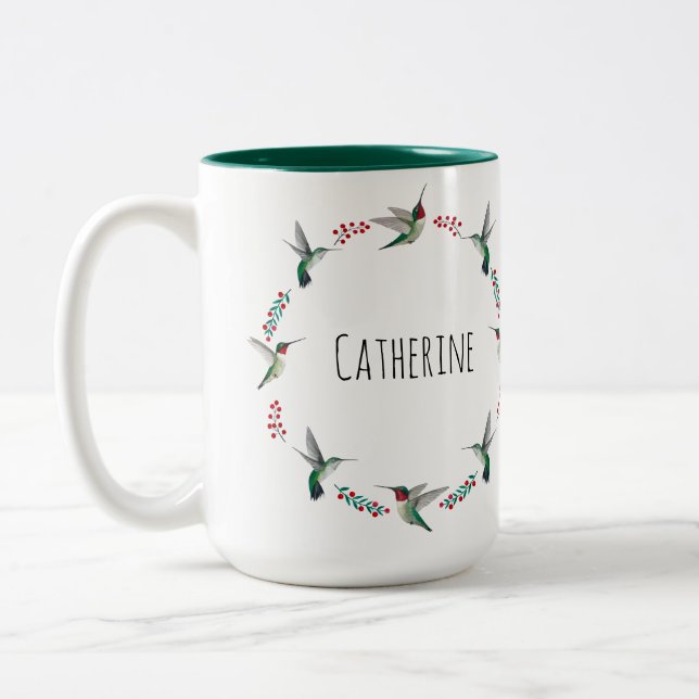 Gewohnte Ruby-throated Hummingbirds Zweifarbige Tasse (Links)