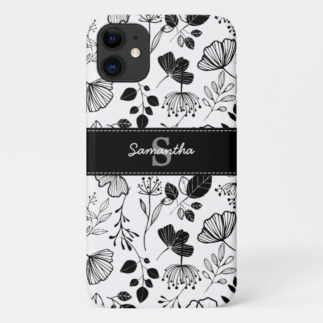 Gewohnte schwarze Blüten Case-Mate iPhone Hülle (Rückseite)