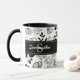 Gewohnte schwarze Blüten Tasse
