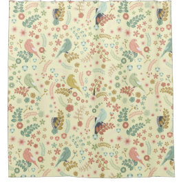 Gewohnte Vögel und Zweige Gelb Duschvorhang