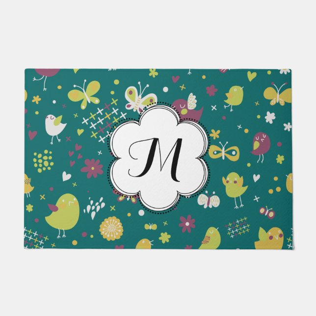 Gewohnte Weibliche Vögel und Schmetterlinge Türmch Fußmatte (Vorderseite)