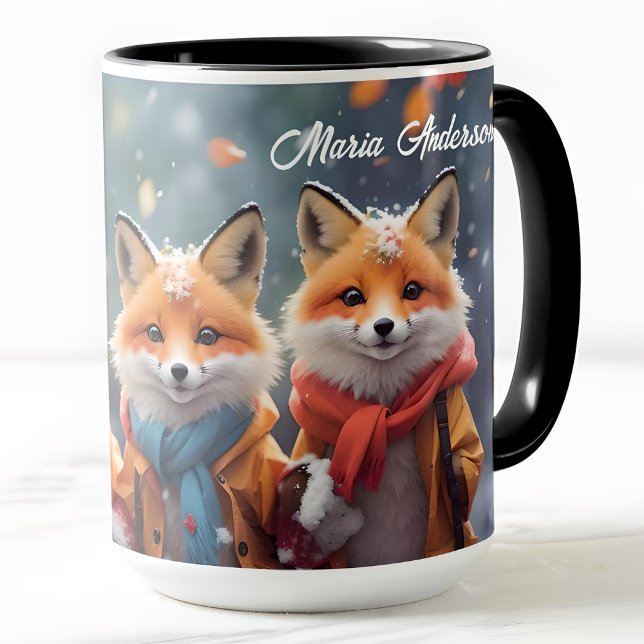 Gewohnte Weihnachtsfüchse in einem Schneewald - Ni Tasse (Von Creator hochgeladen)