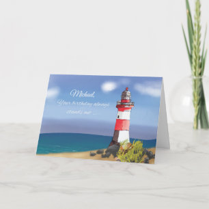 Gewohnter Name GeburtstagsküstenLeuchtturm Karte