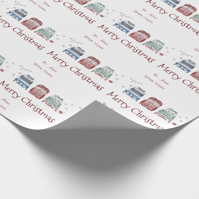 Gewohnter Pullover nach und von Namen Geschenkpapier (Ecke)